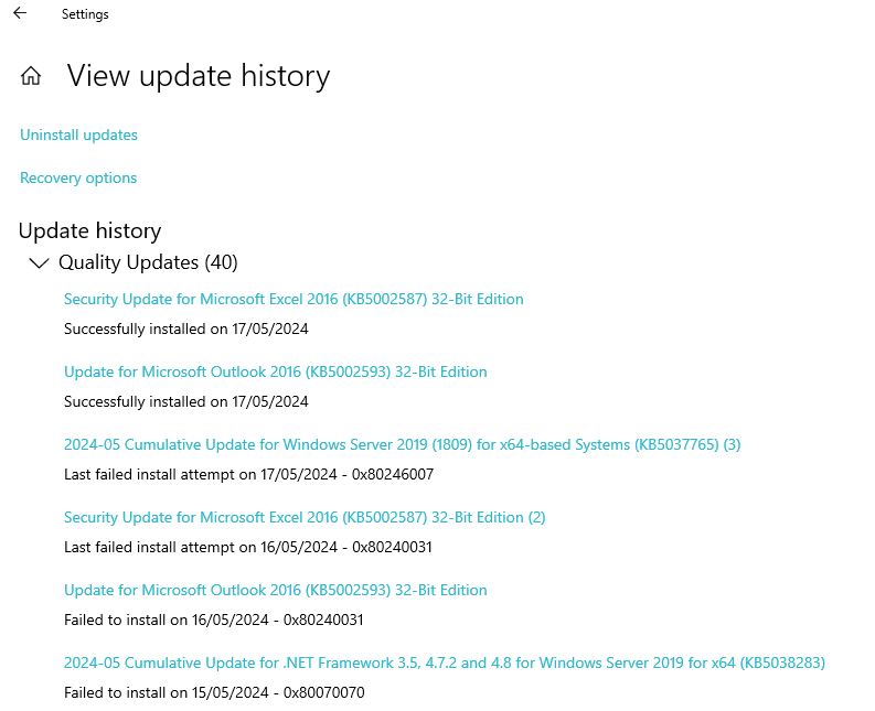 Windows updates installed but still shows failed - Microsoft Q&A