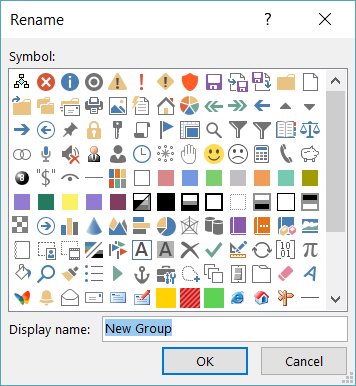 Purpose of Assigning a Symbol to a Custom Group in the Ribbon ...