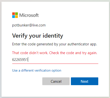 microsoft authenticator not sending a code