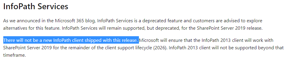 Microsoft InfoPath and SharePoint Designer deprecated. - Microsoft Q&A