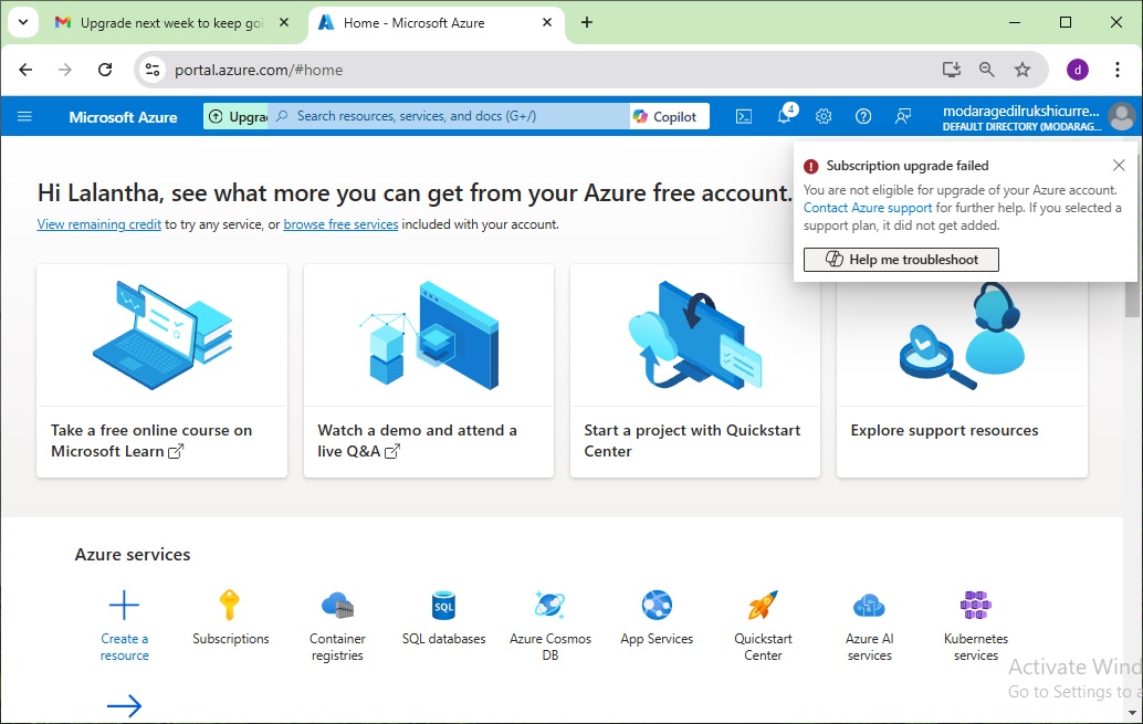 I'm unable to upgrade to "pay as you go" - Microsoft Q&A
