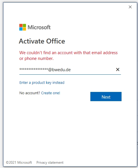 We couldn´t find an account with that email adress or phone number ...