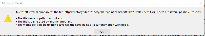 Can't open an excel file due to a sharepoint error - Microsoft Q&A