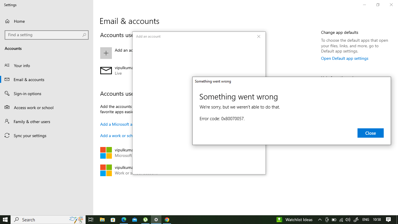 Error While Adding Account in Windows 10 or Adding Account in Windwos ...