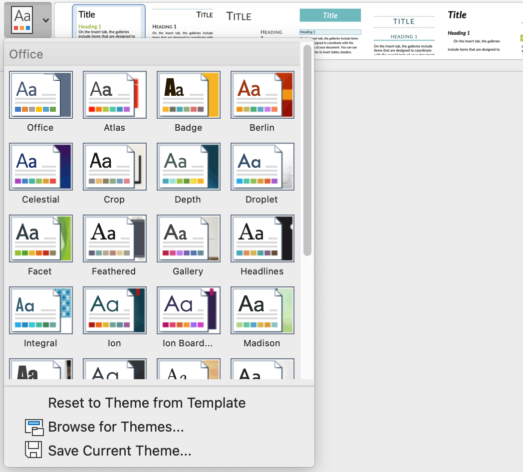 Loaded theme in Word not showing up as an option - Microsoft Q&A