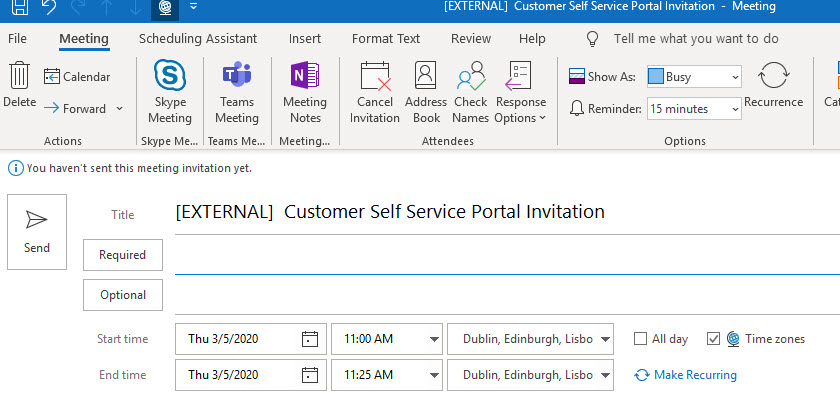 Meeting invites form: show Required and Optional invitees - Microsoft Q&A
