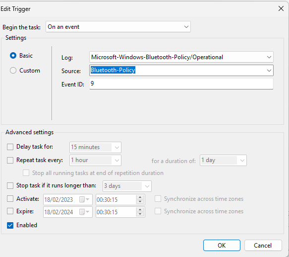 Custom task using Bluetooth device connected as trigger doesn't work ...