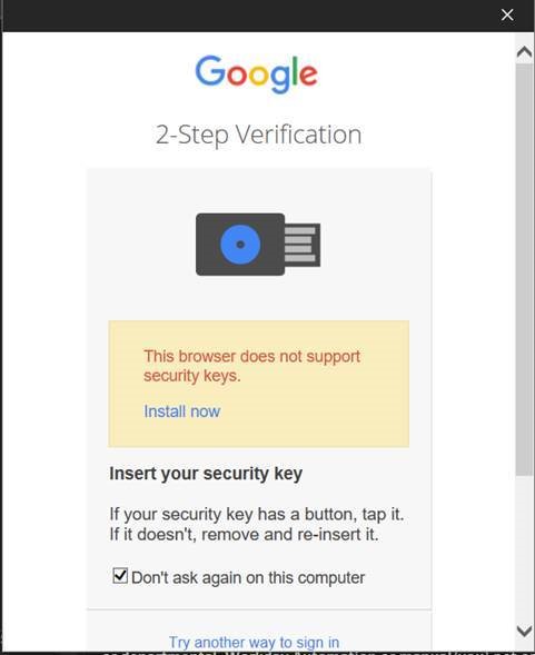 Security key not supported by browser in Outlook and Windows 10 mail ...