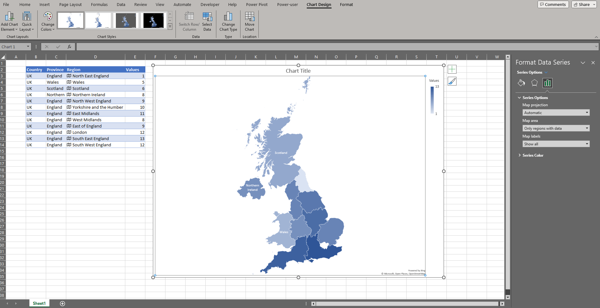 Filled Maps in Excel for UK regions - Microsoft Q&A