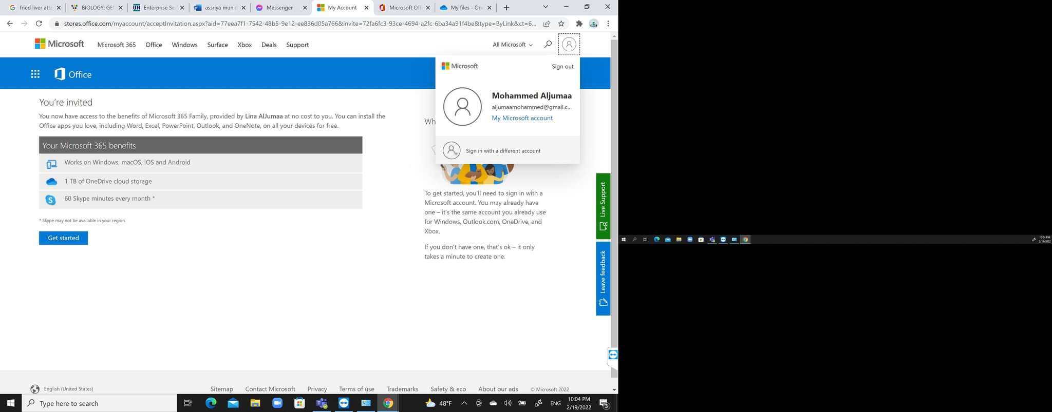 Got an invitation to share the 365 subscription but MS office can not ...