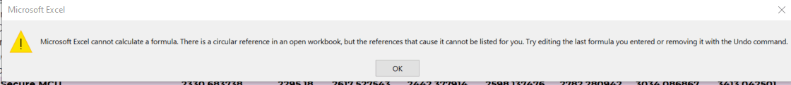 How can you find a circular reference that is not displayed in 'error ...