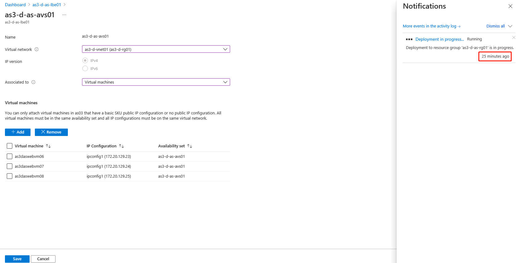 Can't add VM to backend pools of load balancers of azure stack hub