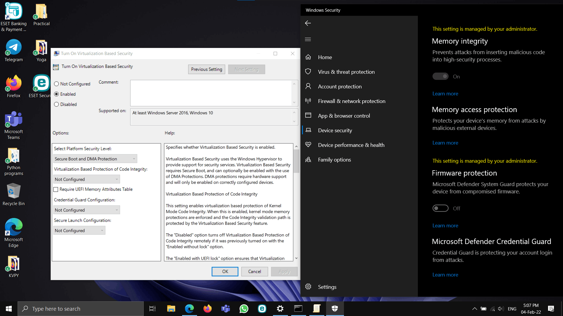 Unable to turn on firmware protection ? - Microsoft Q&A