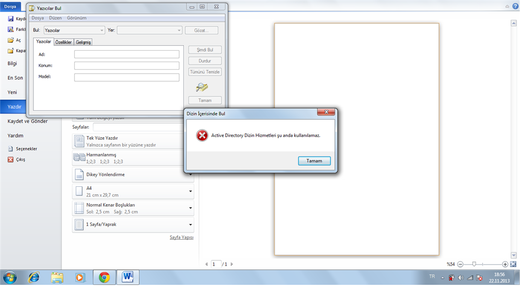 active directory dizin hizmetleri şu anda kullanılamaz hatası
