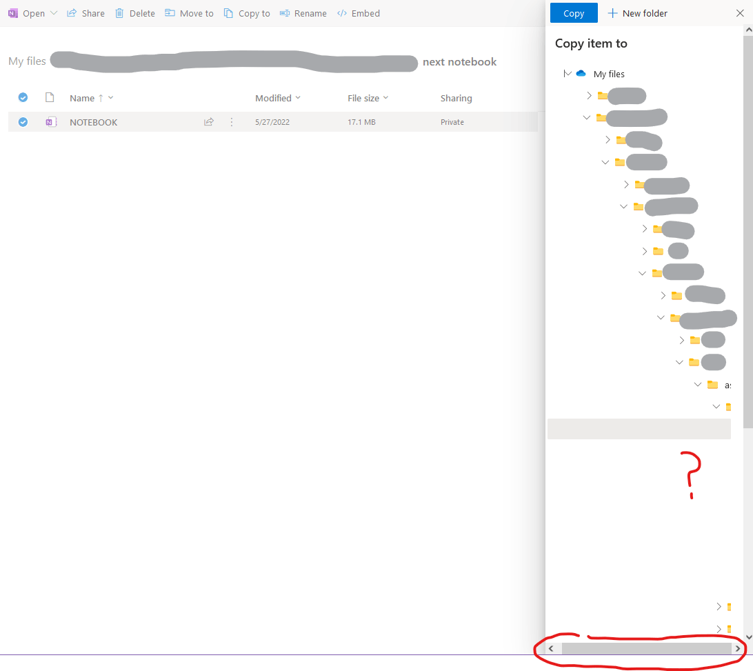 Onedrive online. When copying/moving files/folders, the explorer-tree ...