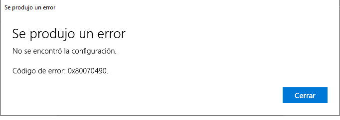 Código de error 0x80070490 ≡ Windows 10 - Microsoft Q&A
