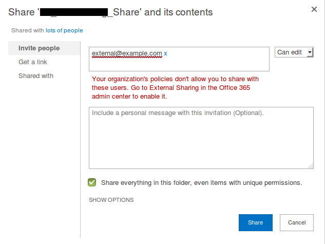 Unable to share SharePoint folder with external users - Microsoft Q&A