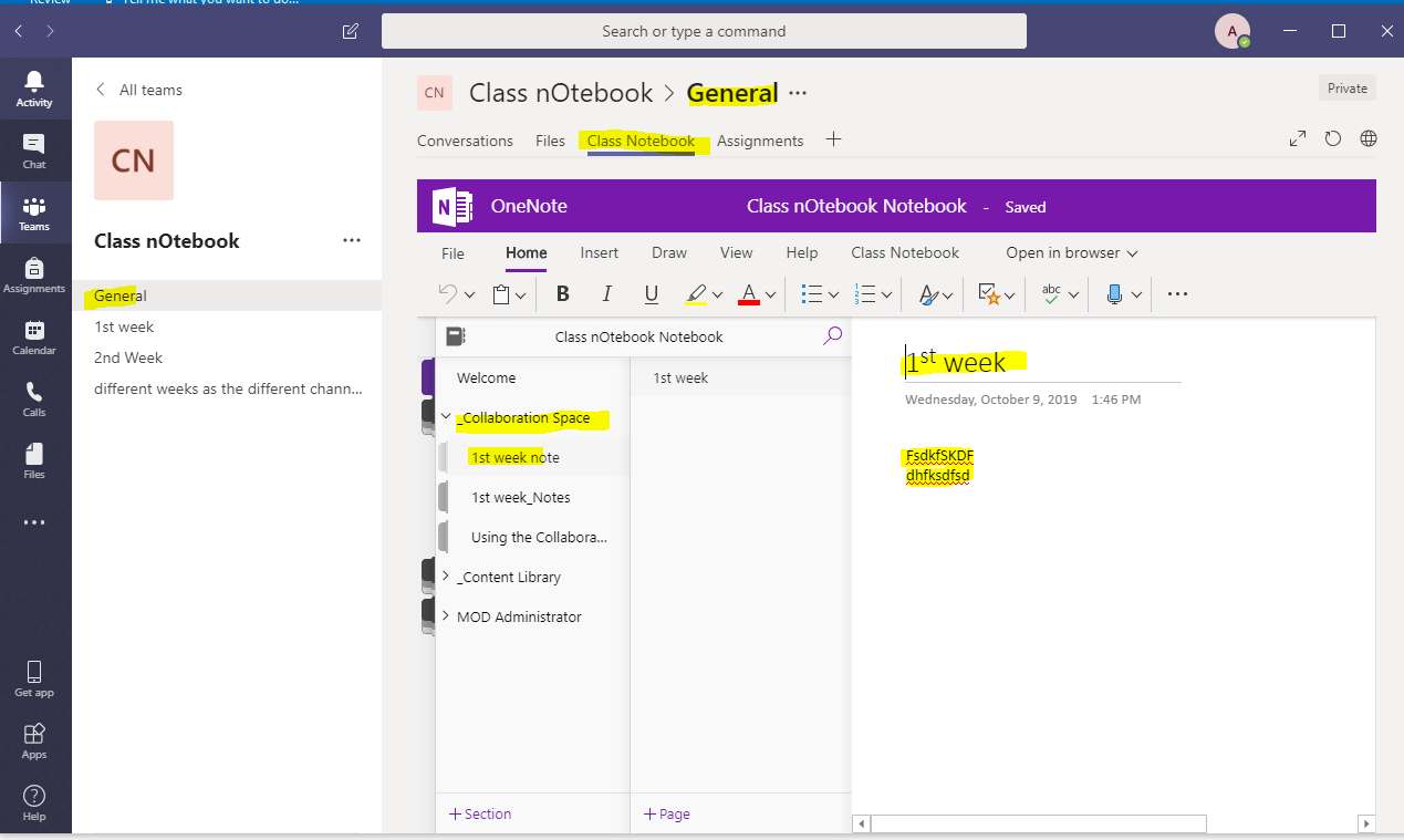 MS Teams- Class Notebook - Microsoft Q&A