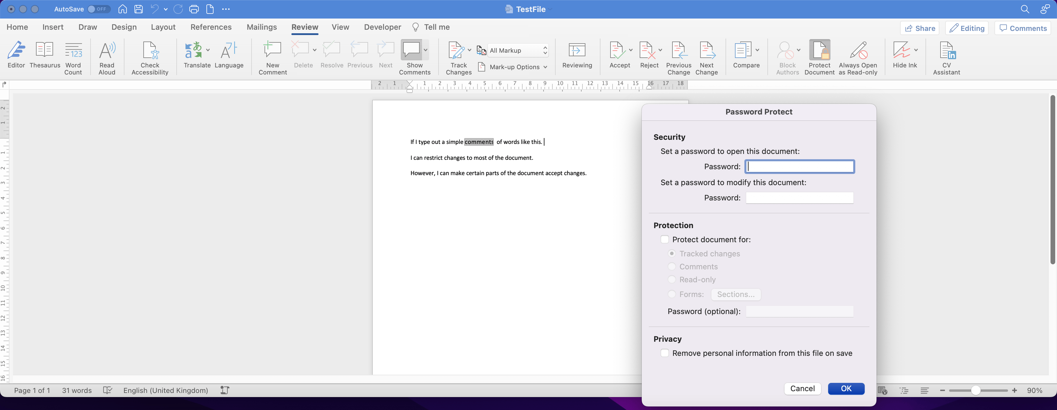 Missing Office field - Mac - Restrict formatting and editing ...