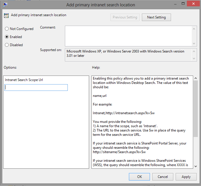 Configure search Options by GPO - Microsoft Q&A