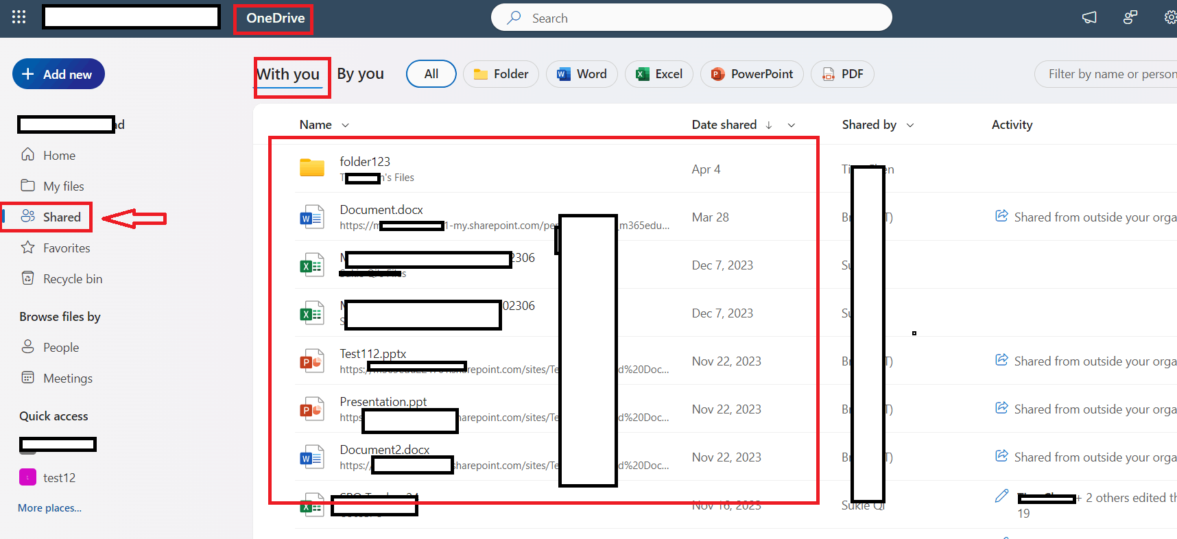 Shared links onedrive - Microsoft Q&A
