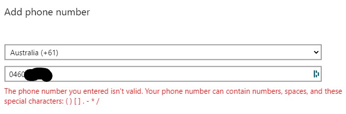 Mobile number not recognized - Microsoft Q&A