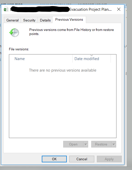 Need to Repair or Restore 2016 MS Project File - Microsoft Q&A
