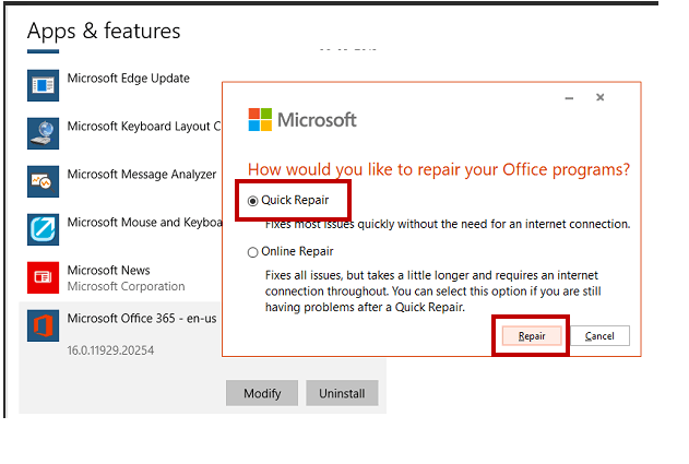 Microsoft Office Professional Plus 2016 configuration error - Microsoft Q&A