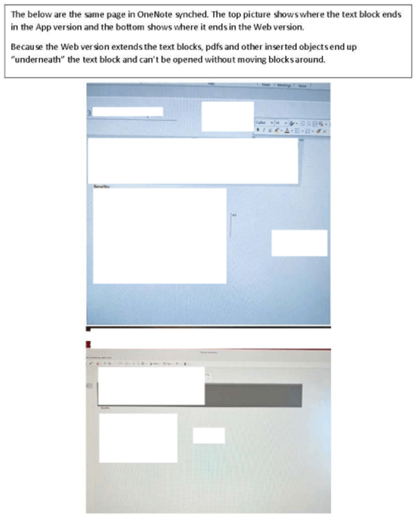 Why do text blocks in Web version of One Note wrap text, but keep ...