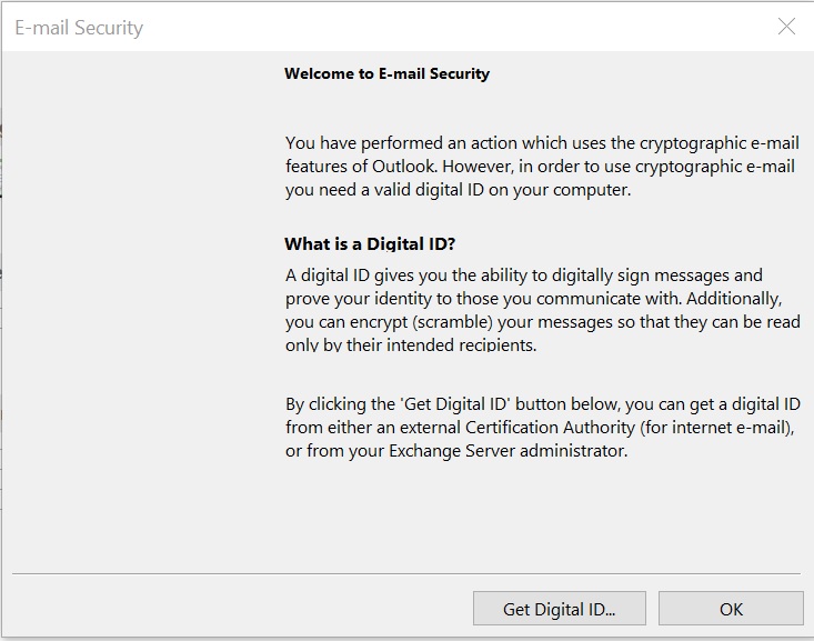 Outlook 2016 Trust Center Email Security does not show Change Security ...