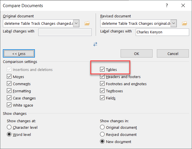 Can´t keep track of changes done to a table in word. - Microsoft Q&A