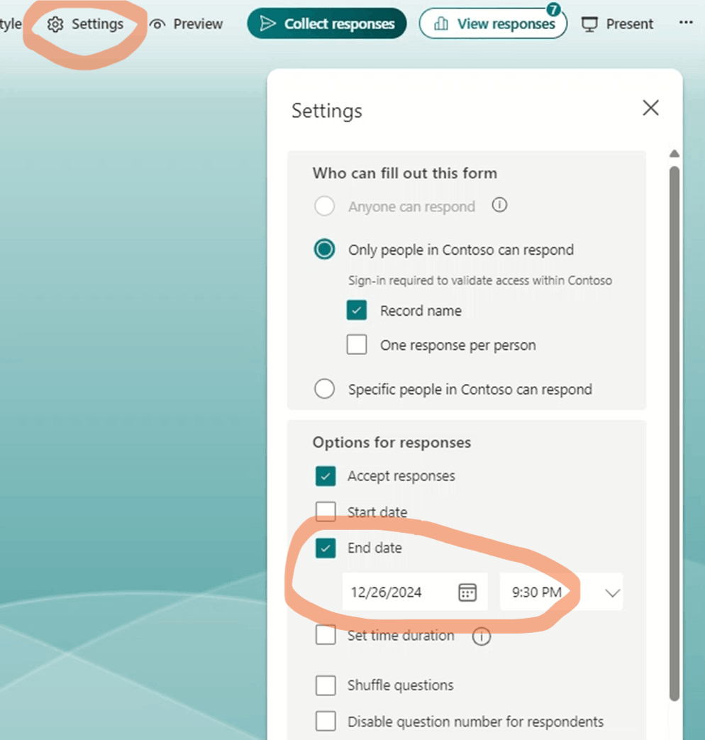 Can I change the response deadline of active Microsoft Forms? I set a ...