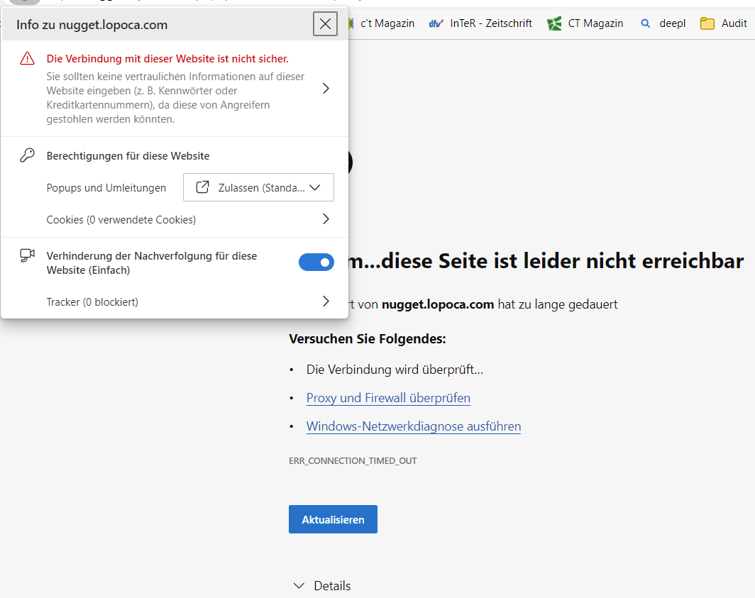 Edge - "Verbindung ist nicht sicher" Seite trotzdem laden - Microsoft Q&A