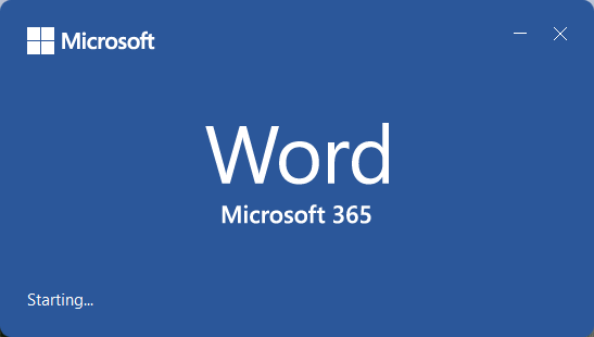 Opening splash screen shows Word in Microsoft 365 even though I am ...