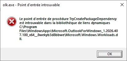 Message erreur Outlook