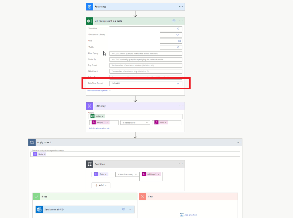 Sending Email Reminders based on an Excel field (PowerAutomate ...