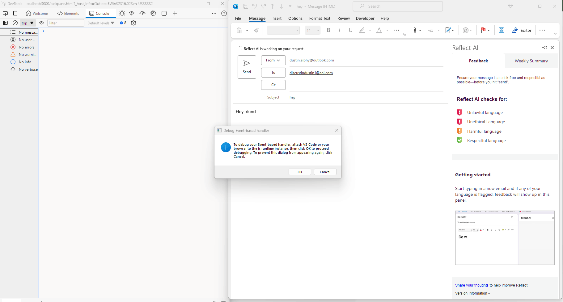 why does my outlook add-in onSend smart alert work in all clients ...