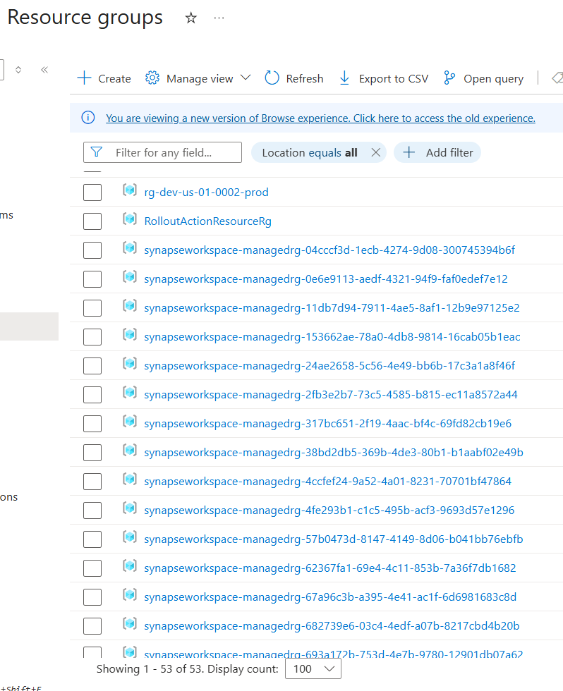 How to not create extra resource groups with Synapse? - Microsoft Q&A