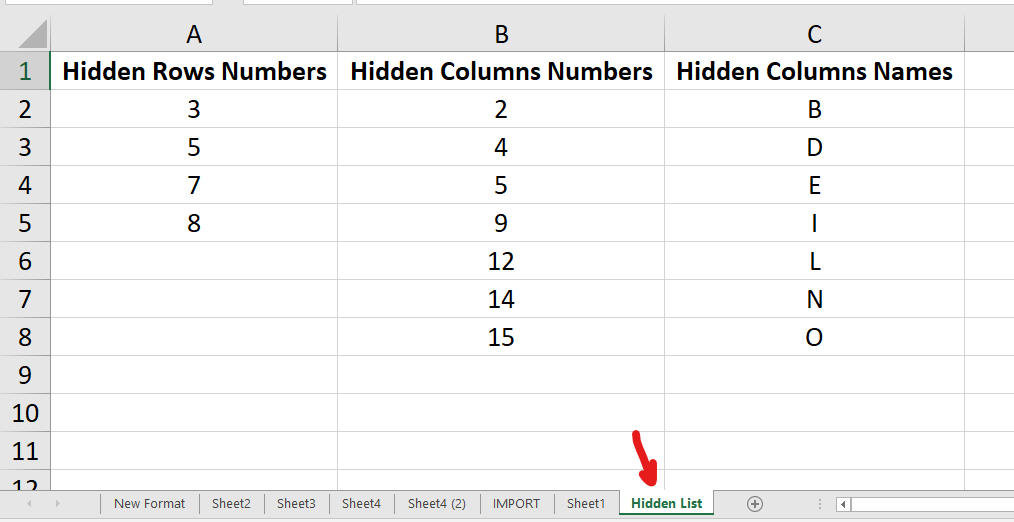 Creating a List of Hidden Rows and Columns in a sheet - Microsoft Q&A