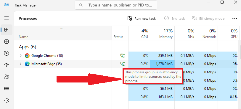 Efficiency mode in broswers - Microsoft Q&A