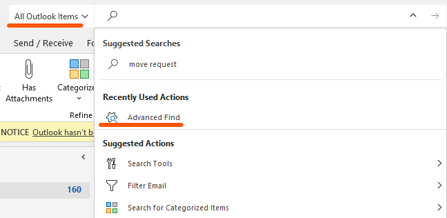 Creating a complex search for a search folder - Microsoft Q&A