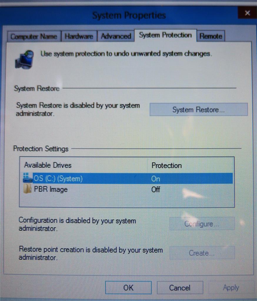 System Restore disabled: How to enable it in Win8.1?? - Microsoft Q&A
