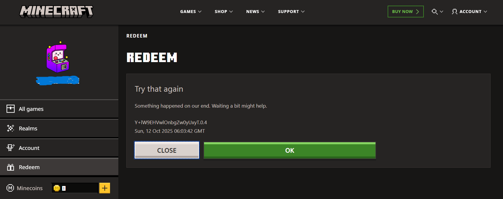 I can't activate my Minecraft code - Microsoft Q&A