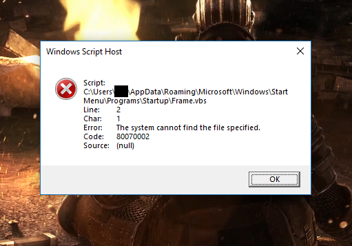 Error 80070002 Frame.vbs - Microsoft Q&A