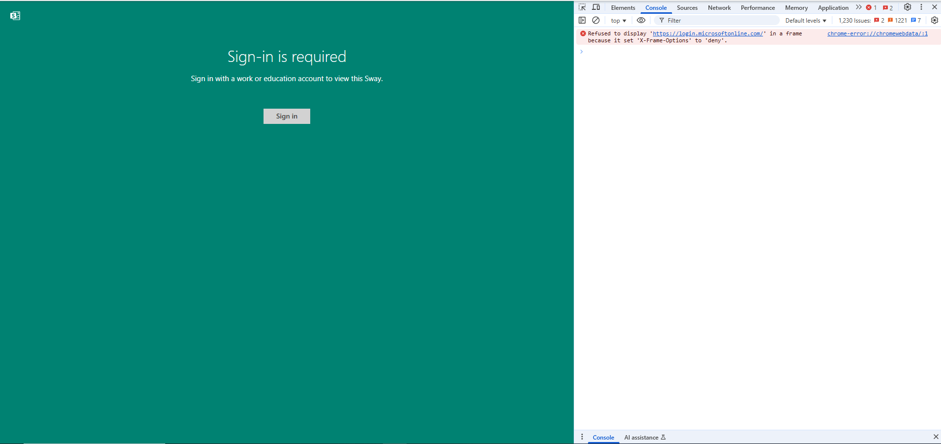 Sway Sign-in button doesn't respond - Microsoft Q&A