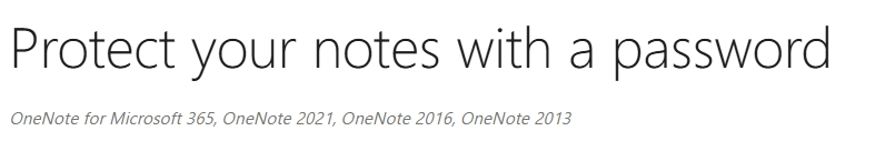 I can not find how to secure my OneNote files or sections with a ...