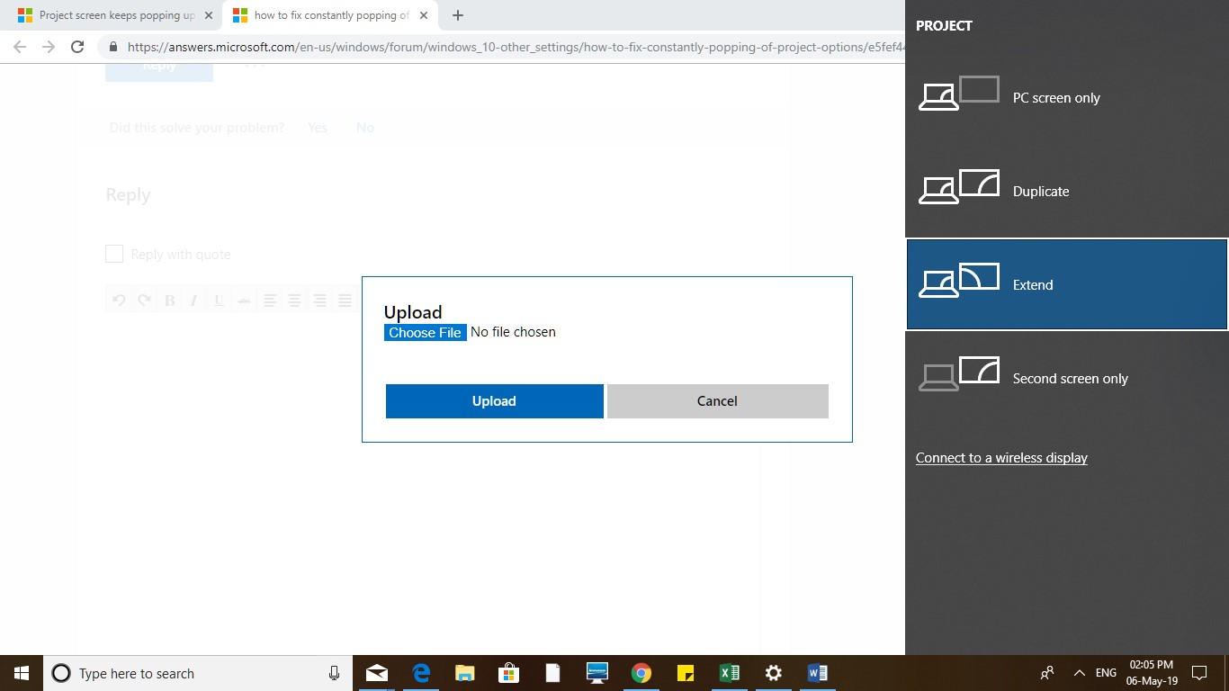 how to fix constantly popping of project options in windows 10 ...