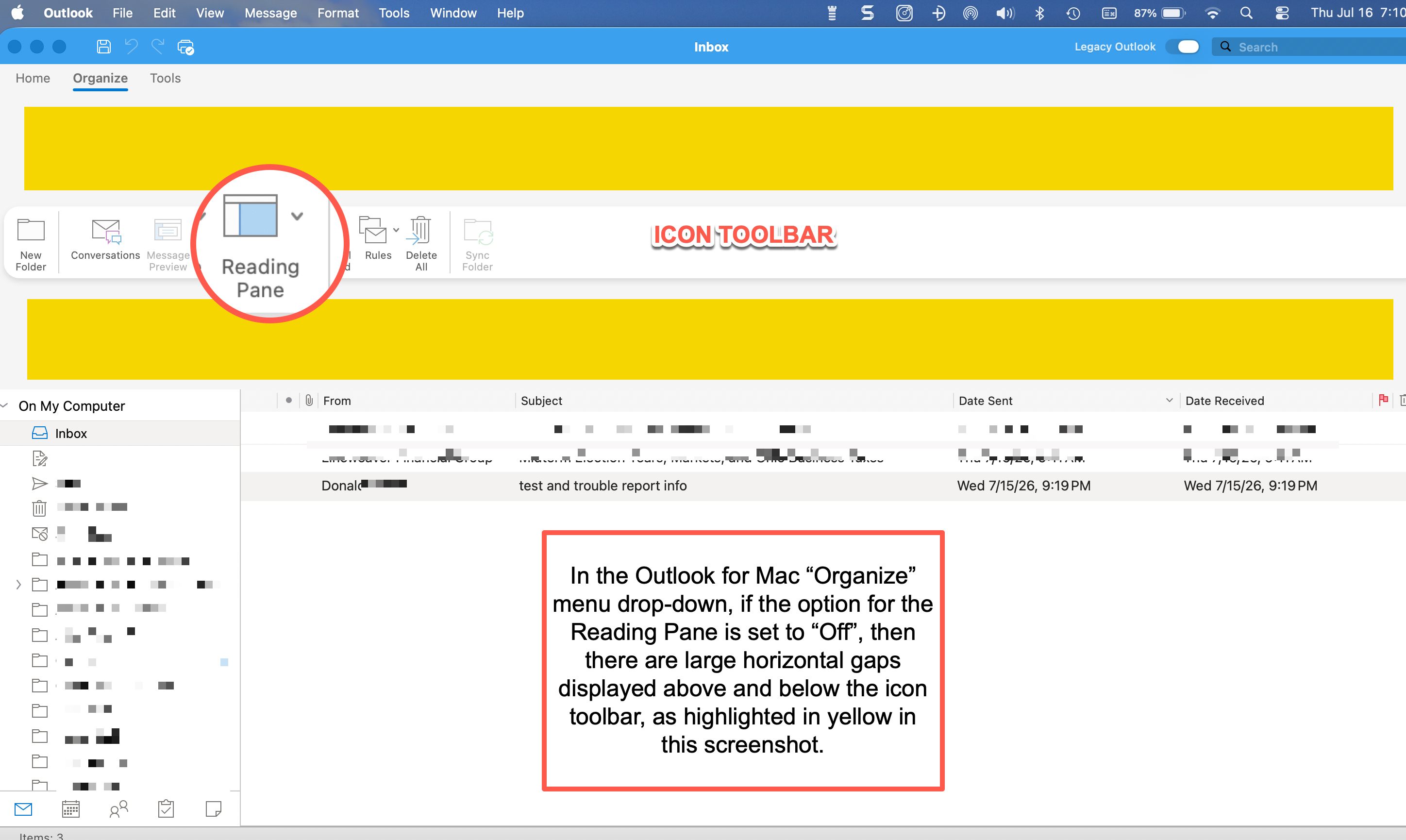 Reading Pane - Off