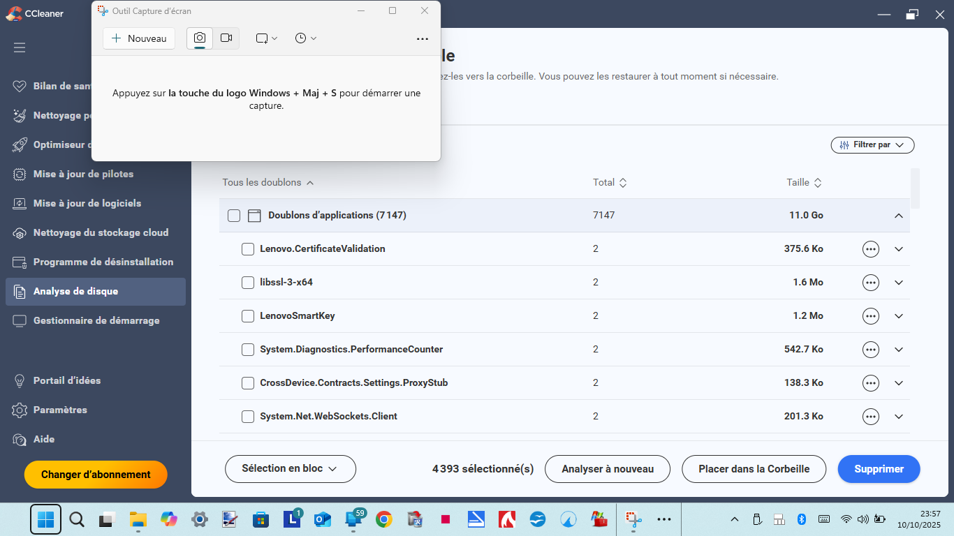 DOUBLONS CCLEANER
