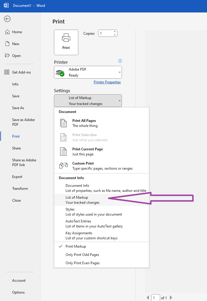 Where can I see DETAILS on tracked changes? Author, time, etc ...